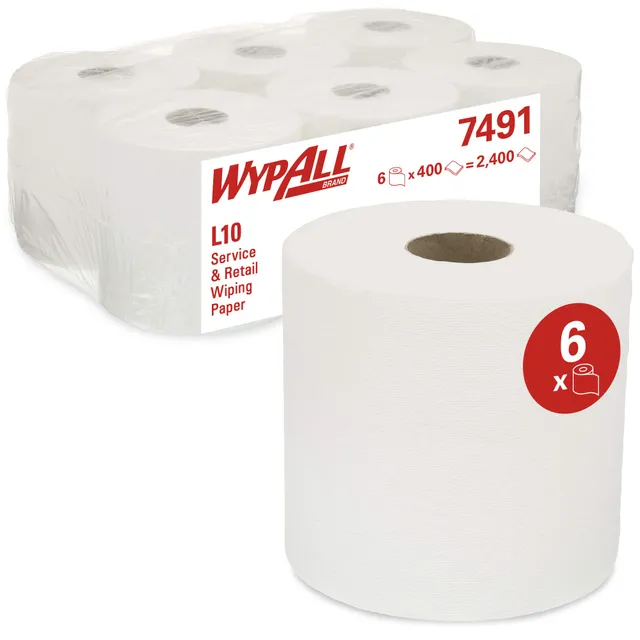 wypall-7491-l10-papierwischt-cher-mit-zentralentnahme-1-lagig-wei-6-rollen-x-400 image 1