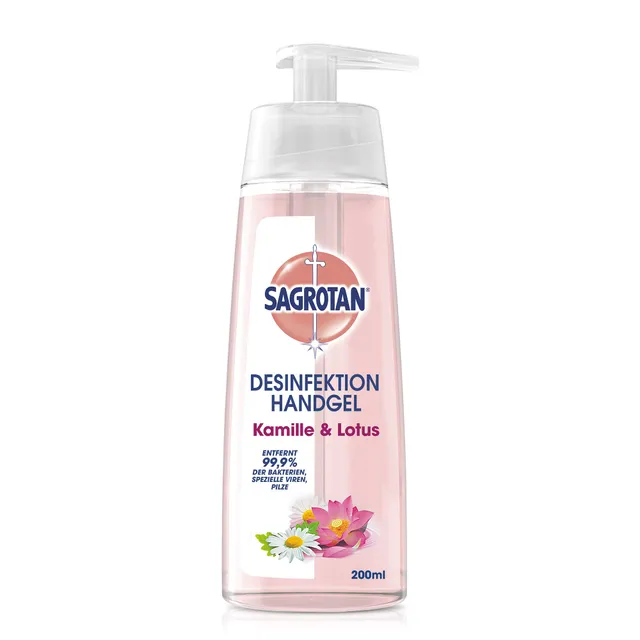 sagrotan-hand-desinfektionsgel-kamille-lotus-200ml-spender image 1