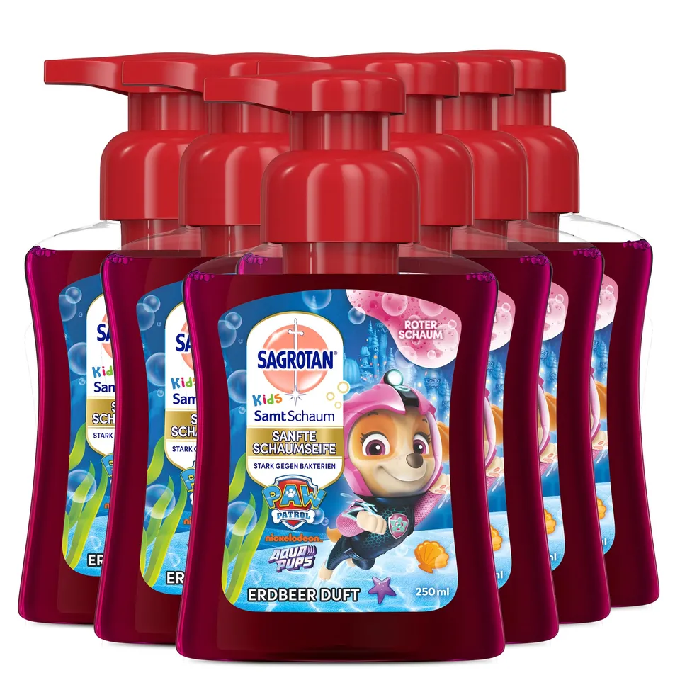 sagrotan-kids-samt-schaumseife-erdbeere-paw-patrol-6-x-250-ml image 1
