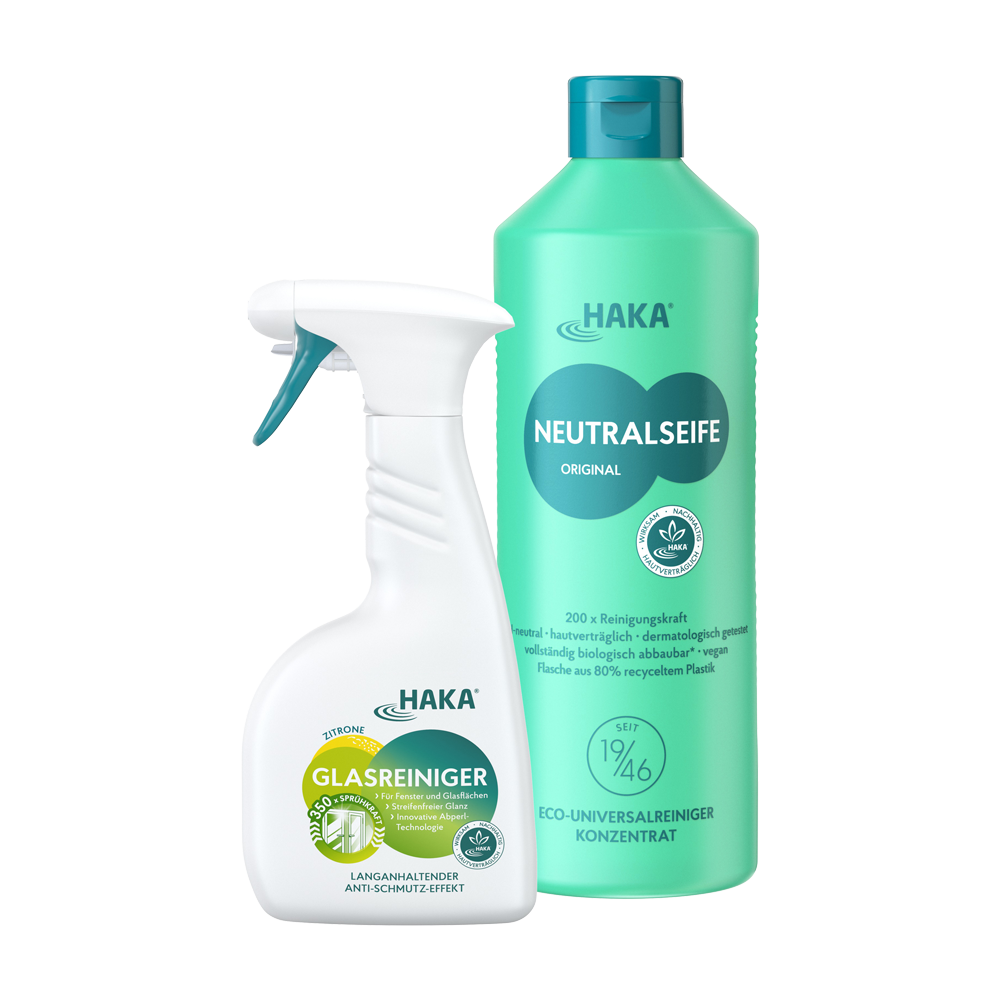 haka-set-glasklar-glasreiniger-500-ml-neutralseife-1-kg image 1