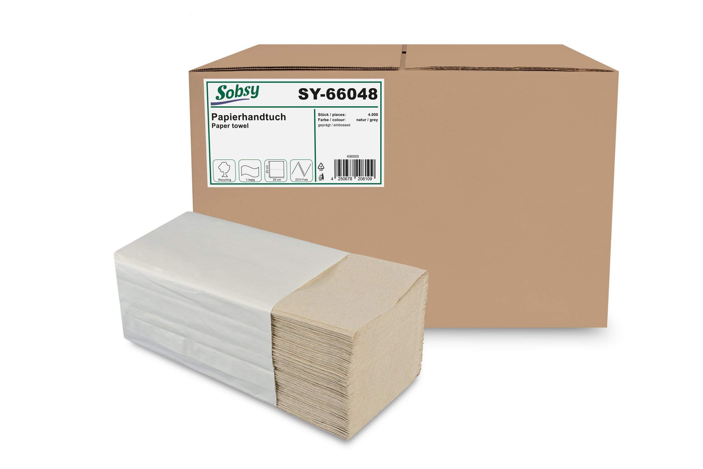 sobsy-papierhandt-cher-zz-v-falz-1-lagig-recycling-natur-25-x-20-cm-4000-blatt image 1