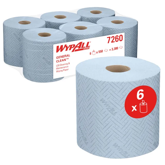 wypall-l20-7260-reinigungst-cher-blau-6x-550-t-cher-rolle image 1