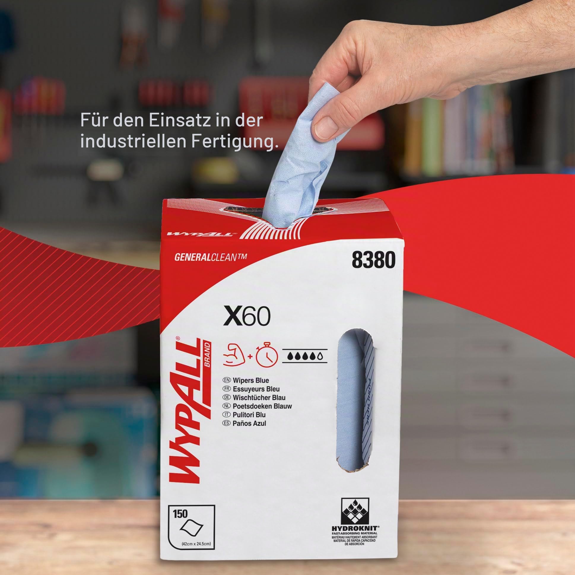 wypall-x60-reinigungst-cher-8380-putzrolle-zentralentnahme-blau-150-t-cher image 5