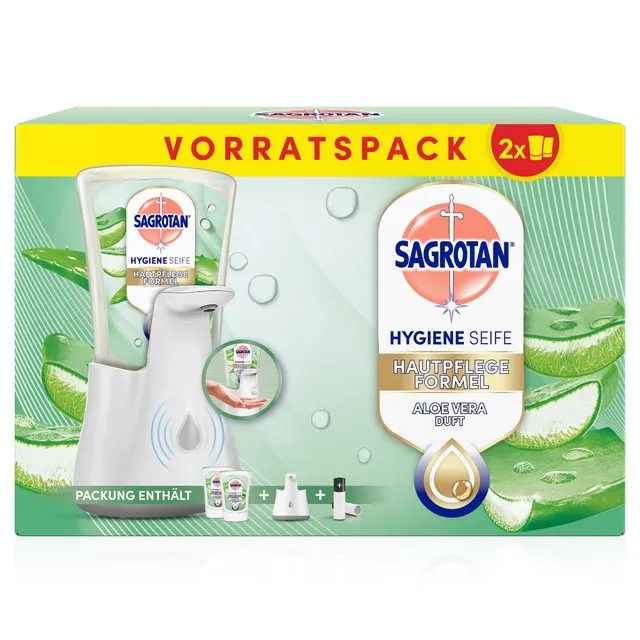 sagrotan-no-touch-automatischer-seifenspender-wei-2-x-250-ml-aloe-vera image 1