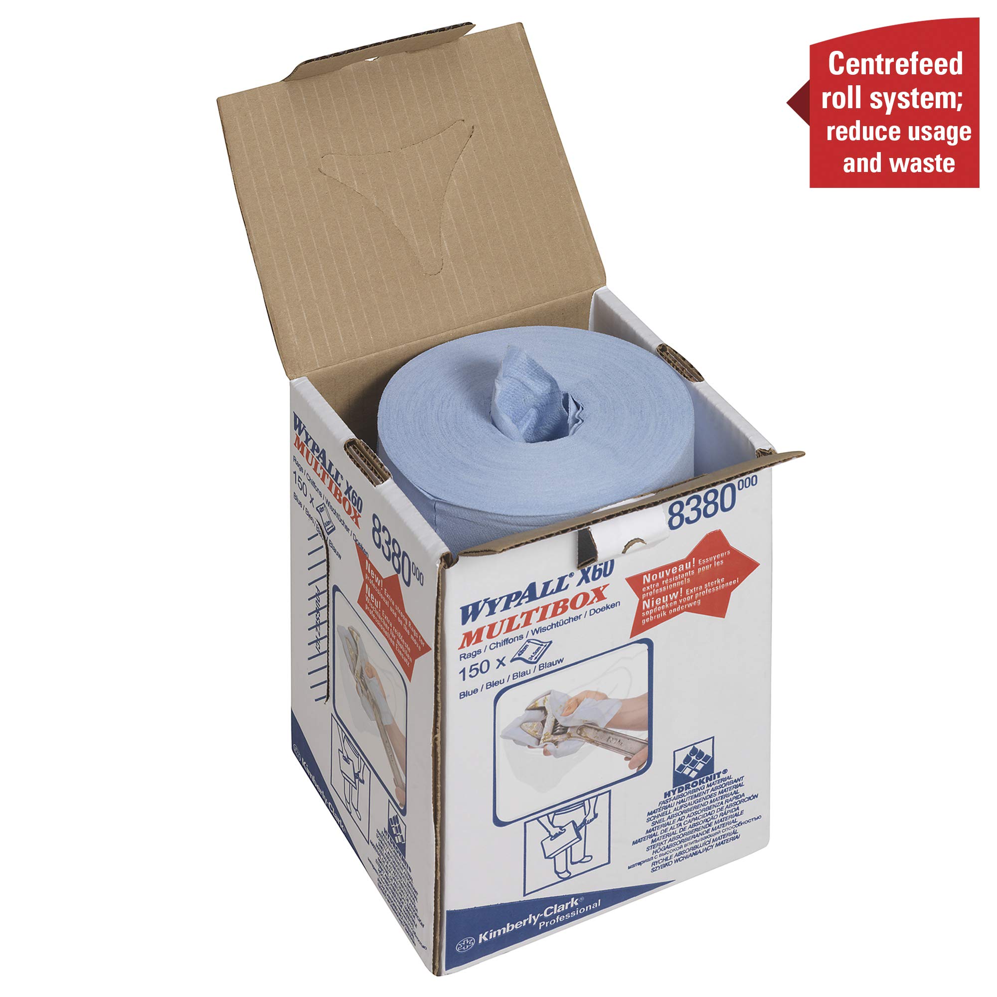 wypall-x60-general-clean-8380-reinigungstuchrolle-150-blaue-t-cher-1-lagig image 4