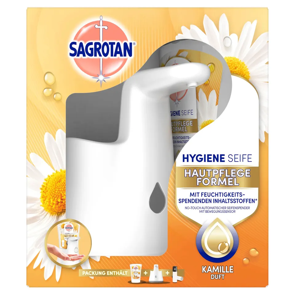 sagrotan-no-touch-starter-set-kamille-automatischer-seifenspender-inkl-250-ml-na image 1