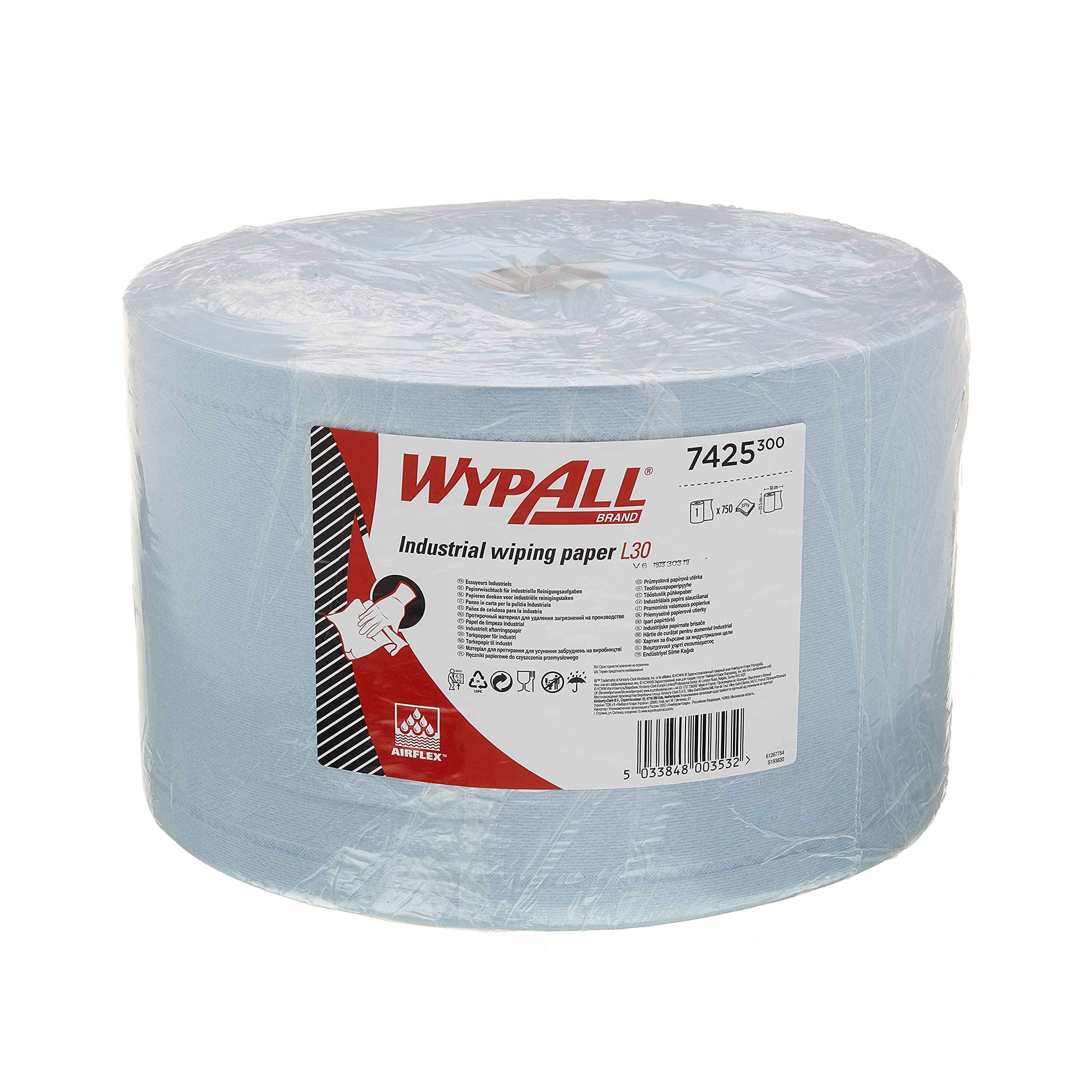 wypall-l30-reinigungst-cher-7425-blaue-putzpapierrolle-1x750-t-cher-3-lagig image 1