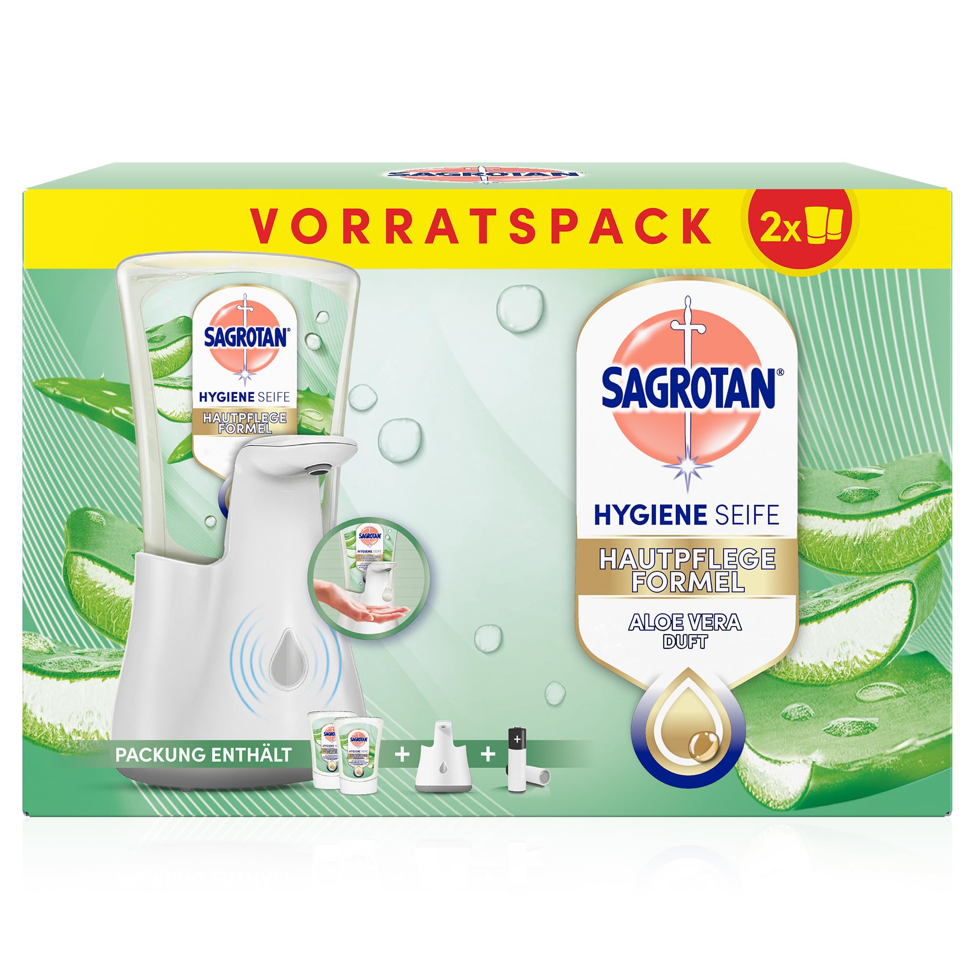 sagrotan-no-touch-automatischer-seifenspender-wei-2-x-250-ml-aloe-vera image 1