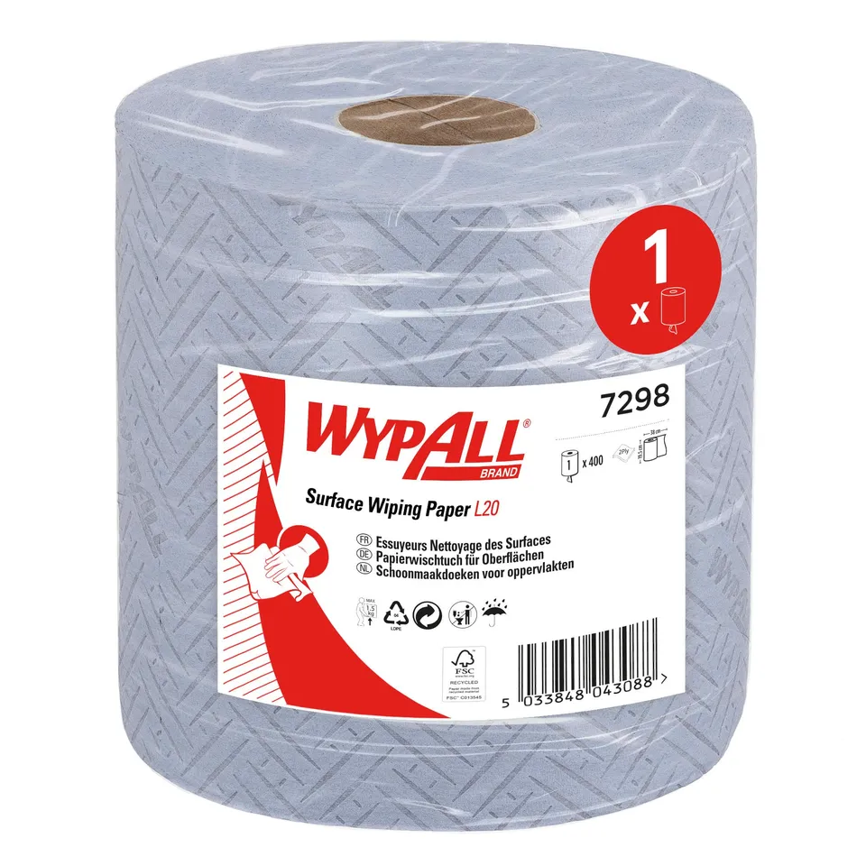 wypall-l20-7298-papier-wischrolle-blau-2-lagig-zentralentnahme-1-x-400-t-cher image 1