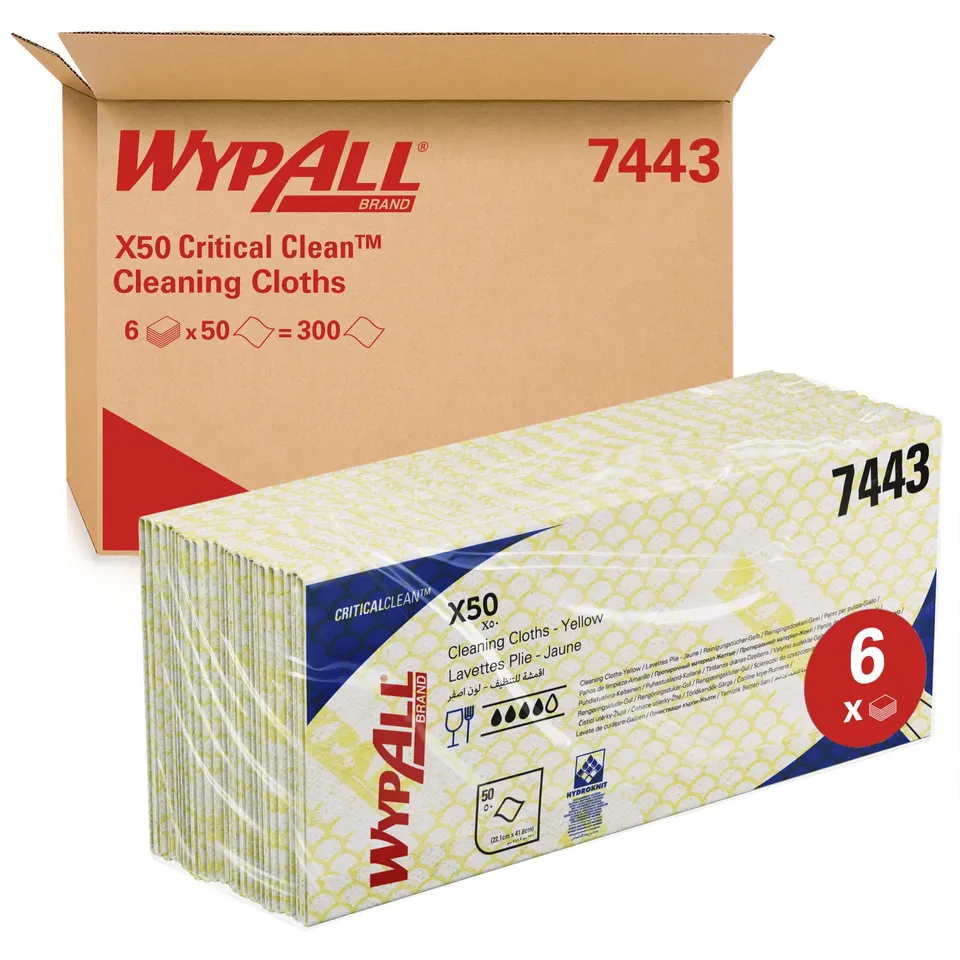 wypall-x50-reinigungst-cher-7443-gelb-farbcodierte-putzlappen-6x50-t-cher image 1