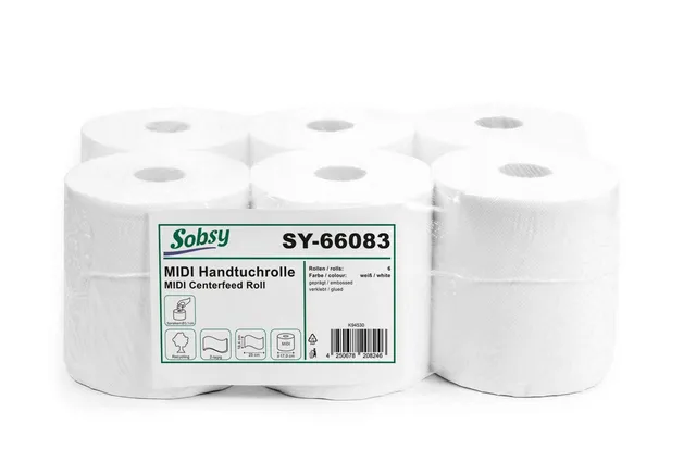 sobsy-midi-papier-handtuchrollen-2-lagig-recycling-weiss-6-x-100-m image 1