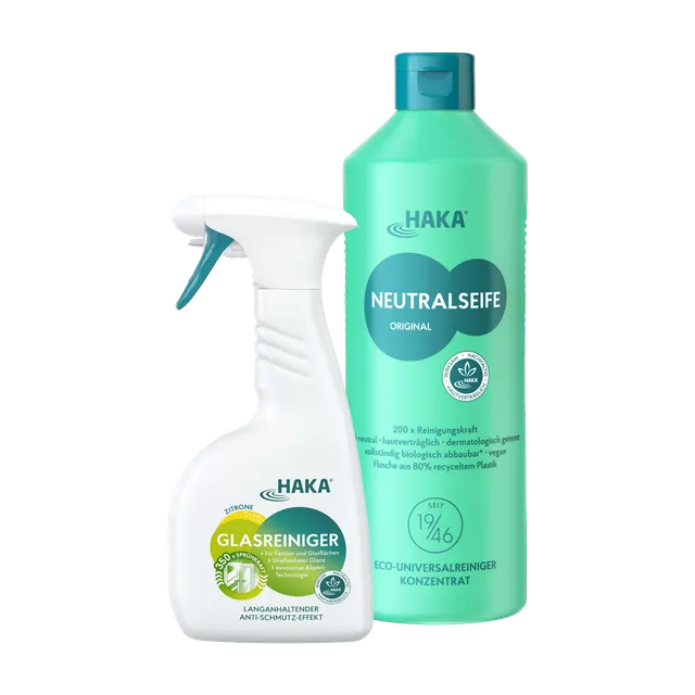 haka-set-glasklar-glasreiniger-500-ml-neutralseife-1-kg image 1
