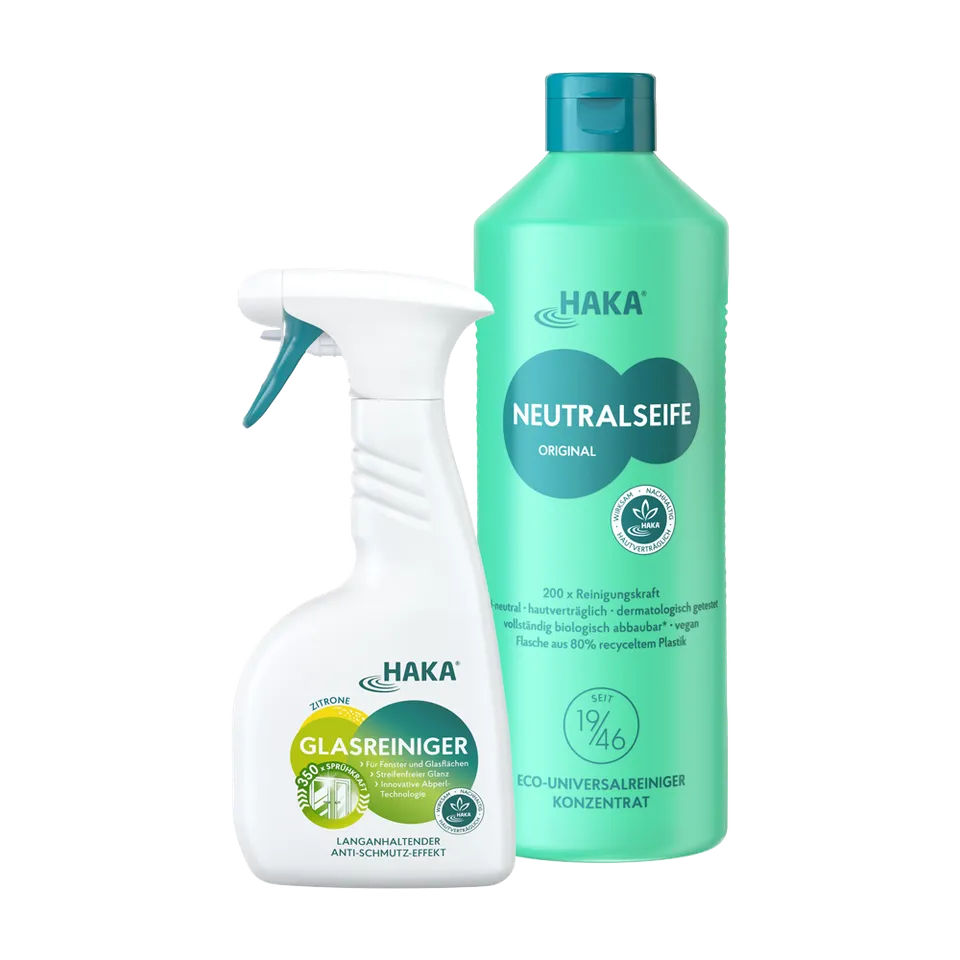 haka-set-glasklar-glasreiniger-500-ml-neutralseife-1-kg image 1