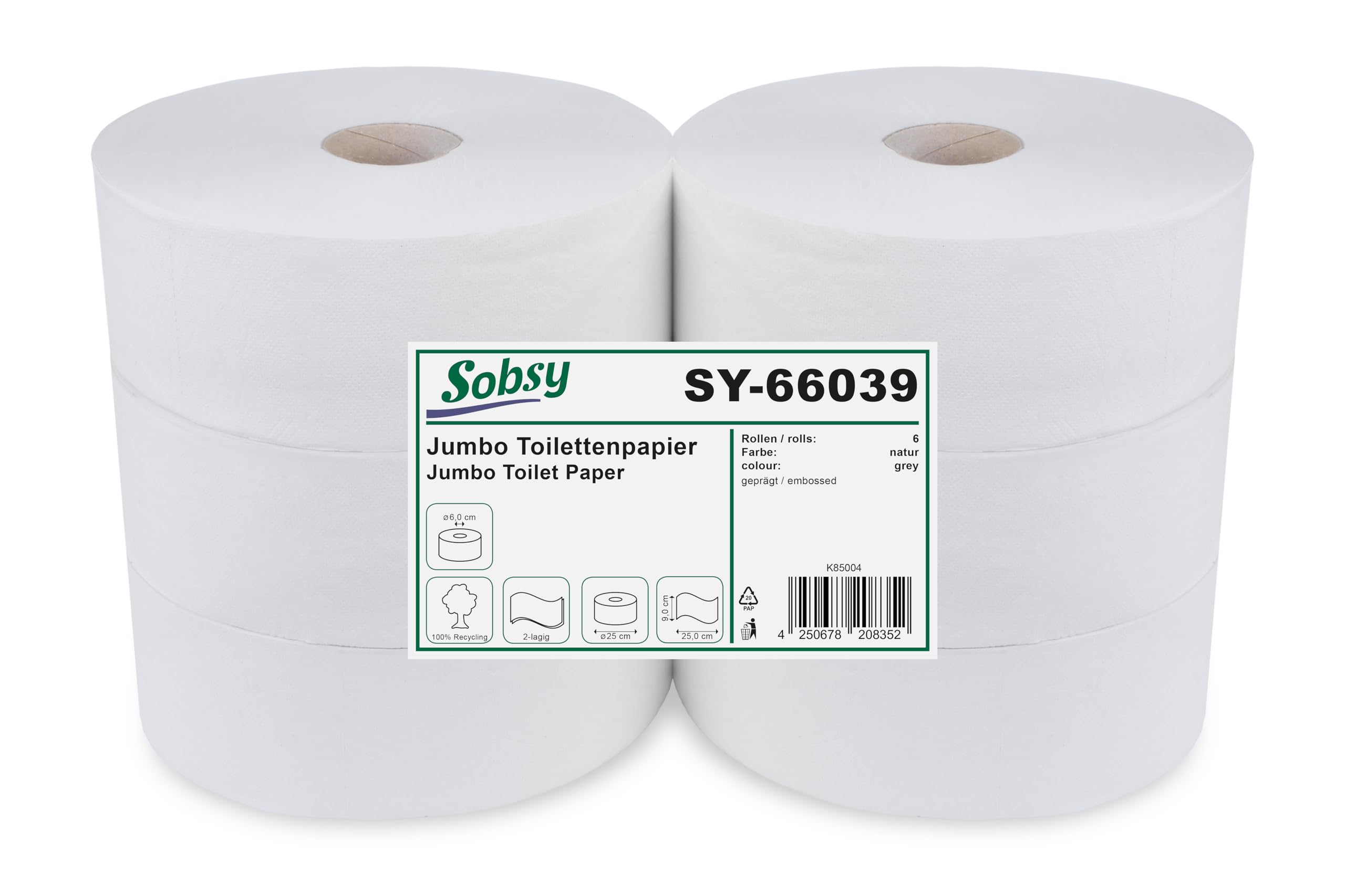 sobsy-jumbo-toilettenpapier-2-lagig-recycling-natur-25-cm-gro-rolle image 1