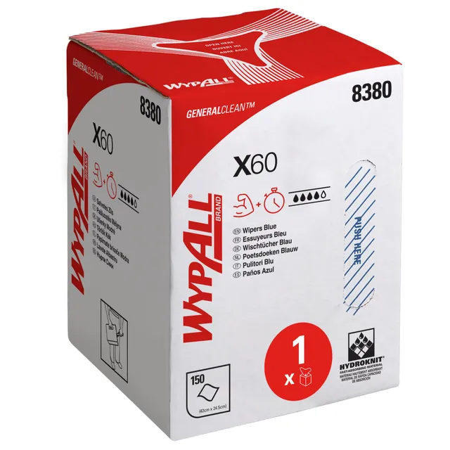 wypall-x60-reinigungst-cher-8380-putzrolle-zentralentnahme-blau-150-t-cher image 1