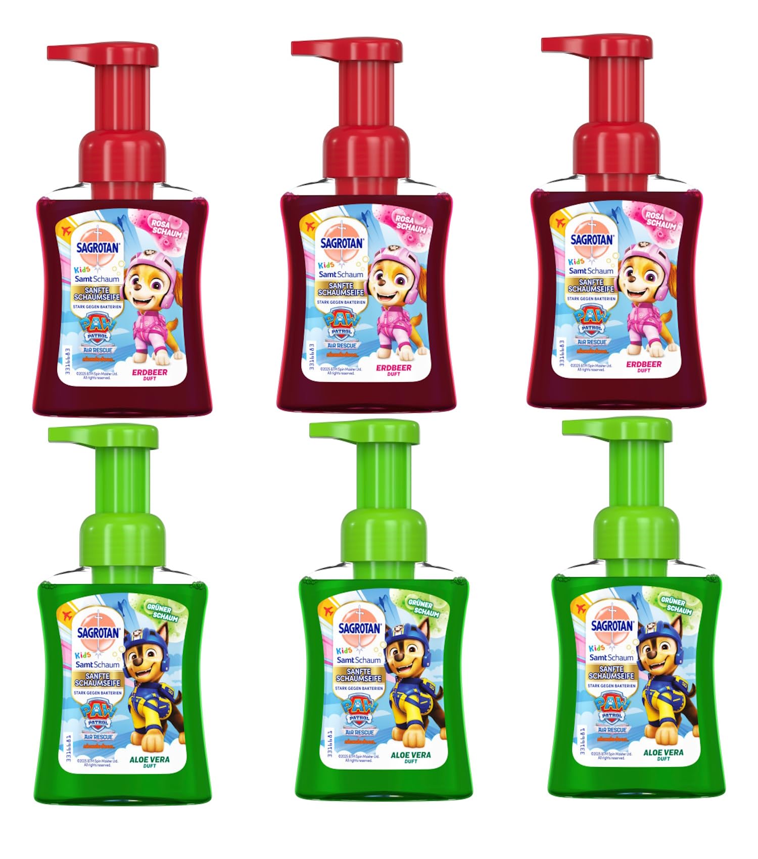 sagrotan-kids-samt-schaumseife-mix-set-erdbeere-aloe-vera-6-x-250-ml image 1
