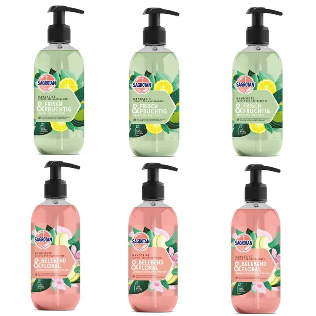 sagrotan-handseife-mix-pack-6-x-300-ml-frisch-und-fruchtig-floral image 1