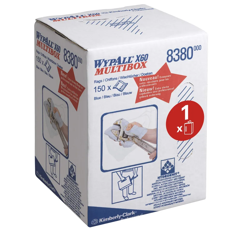 wypall-x60-general-clean-8380-reinigungstuchrolle-150-blaue-t-cher-1-lagig image 1