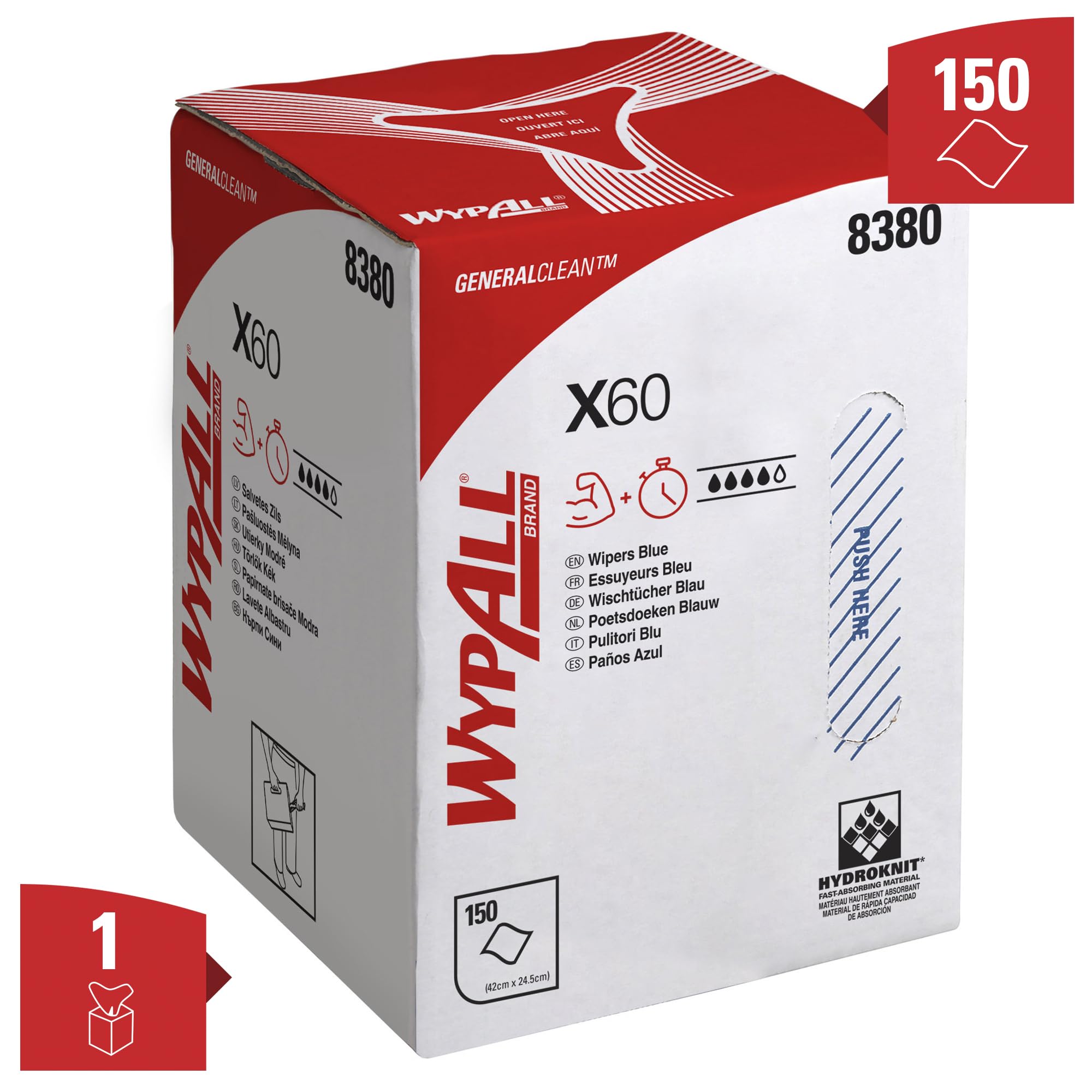 wypall-x60-reinigungst-cher-8380-putzrolle-zentralentnahme-blau-150-t-cher image 2