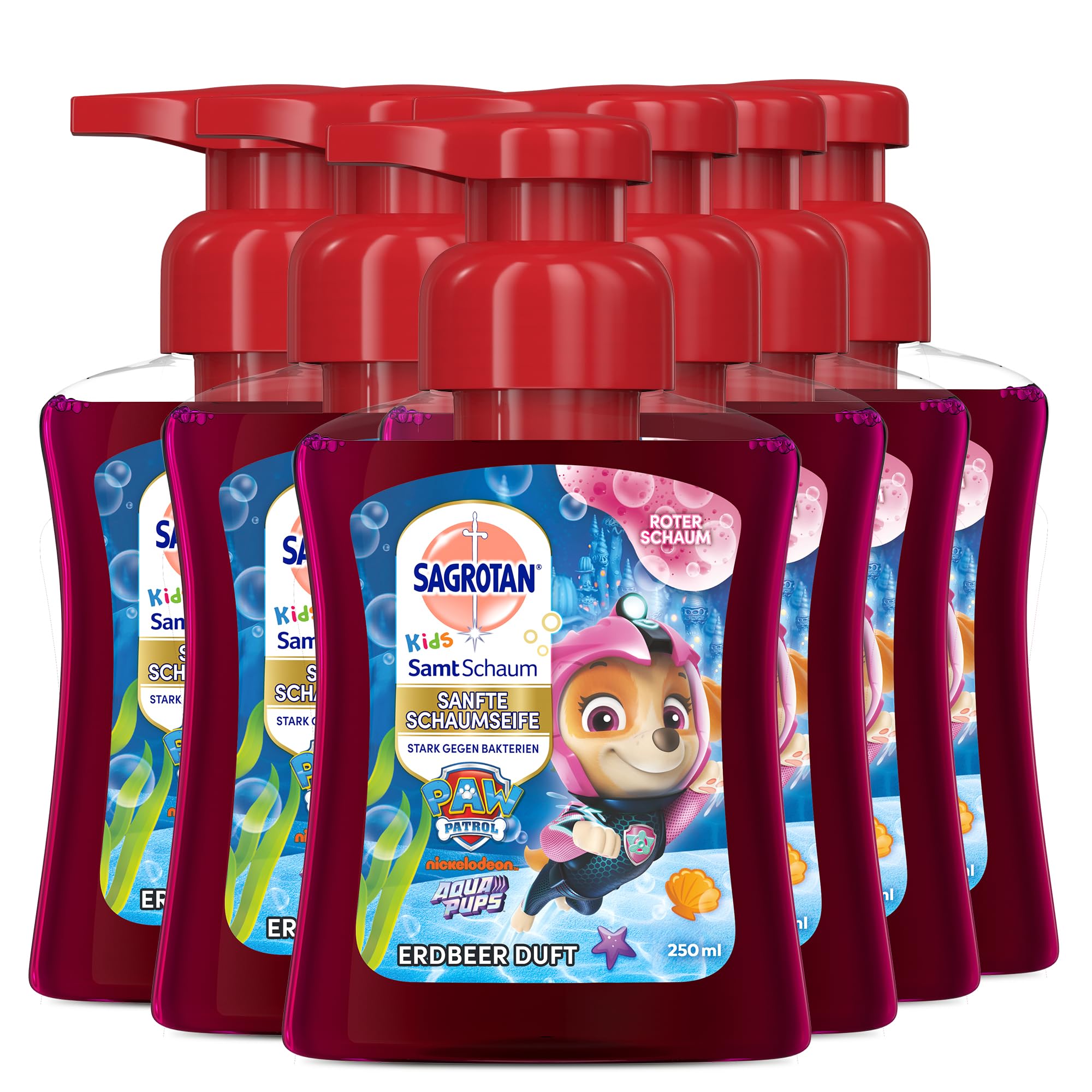 sagrotan-kids-samt-schaumseife-erdbeere-paw-patrol-6-x-250-ml image 1
