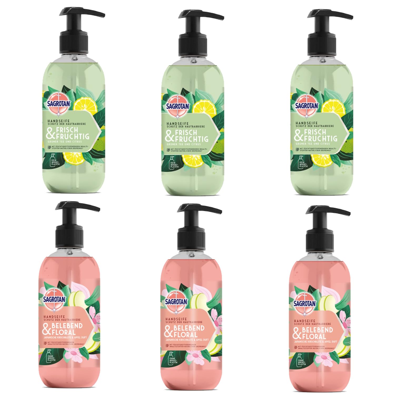 sagrotan-handseife-mix-pack-6-x-300-ml-frisch-und-fruchtig-floral image 1