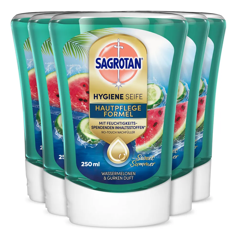 sagrotan-no-touch-nachf-ller-summer-limited-edition-fl-ssig-handseife-5-x-250-ml image 1