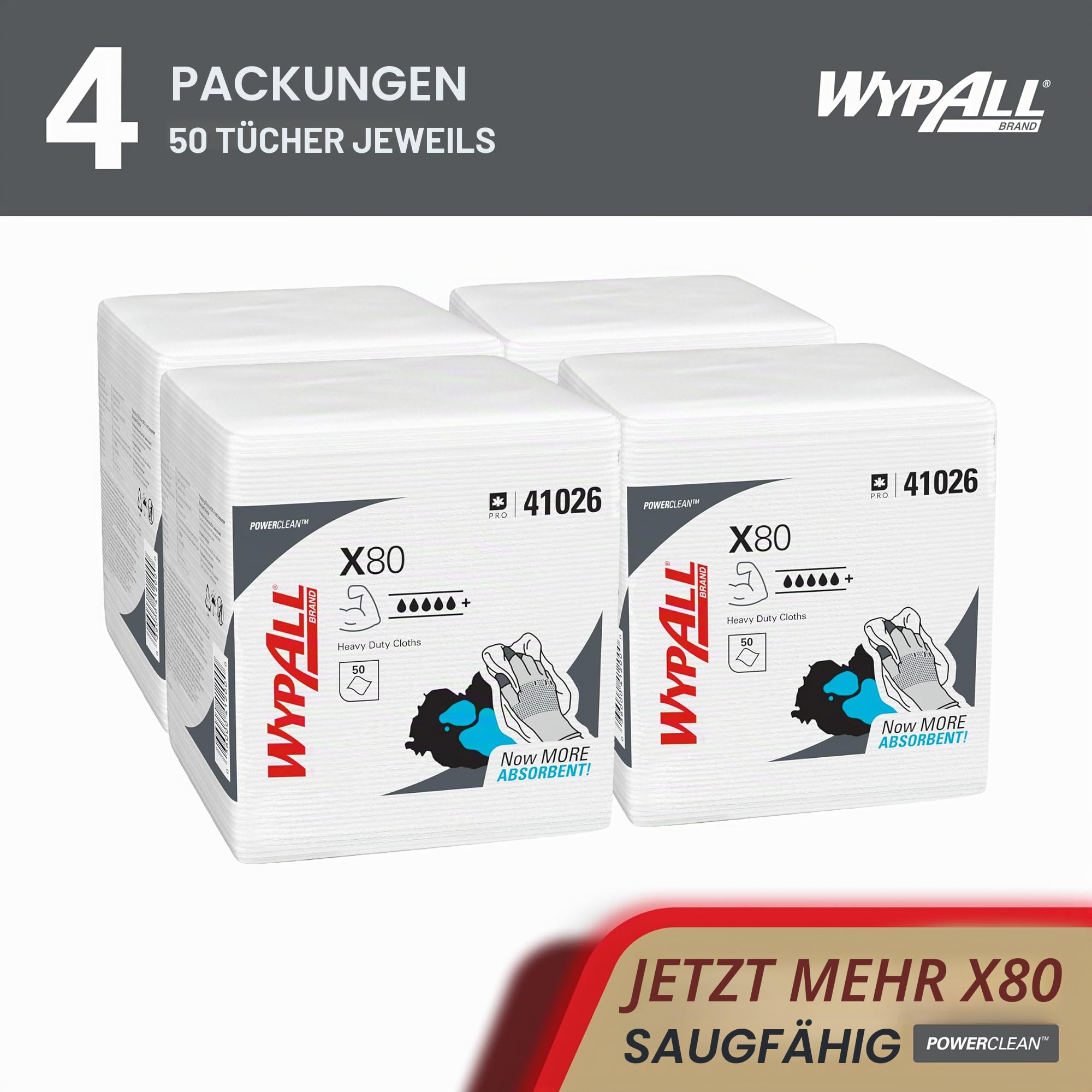 wypall-x80-reinigungst-cher-8388-wei-viertelgefaltete-putzlappen-4x50-t-cher image 2