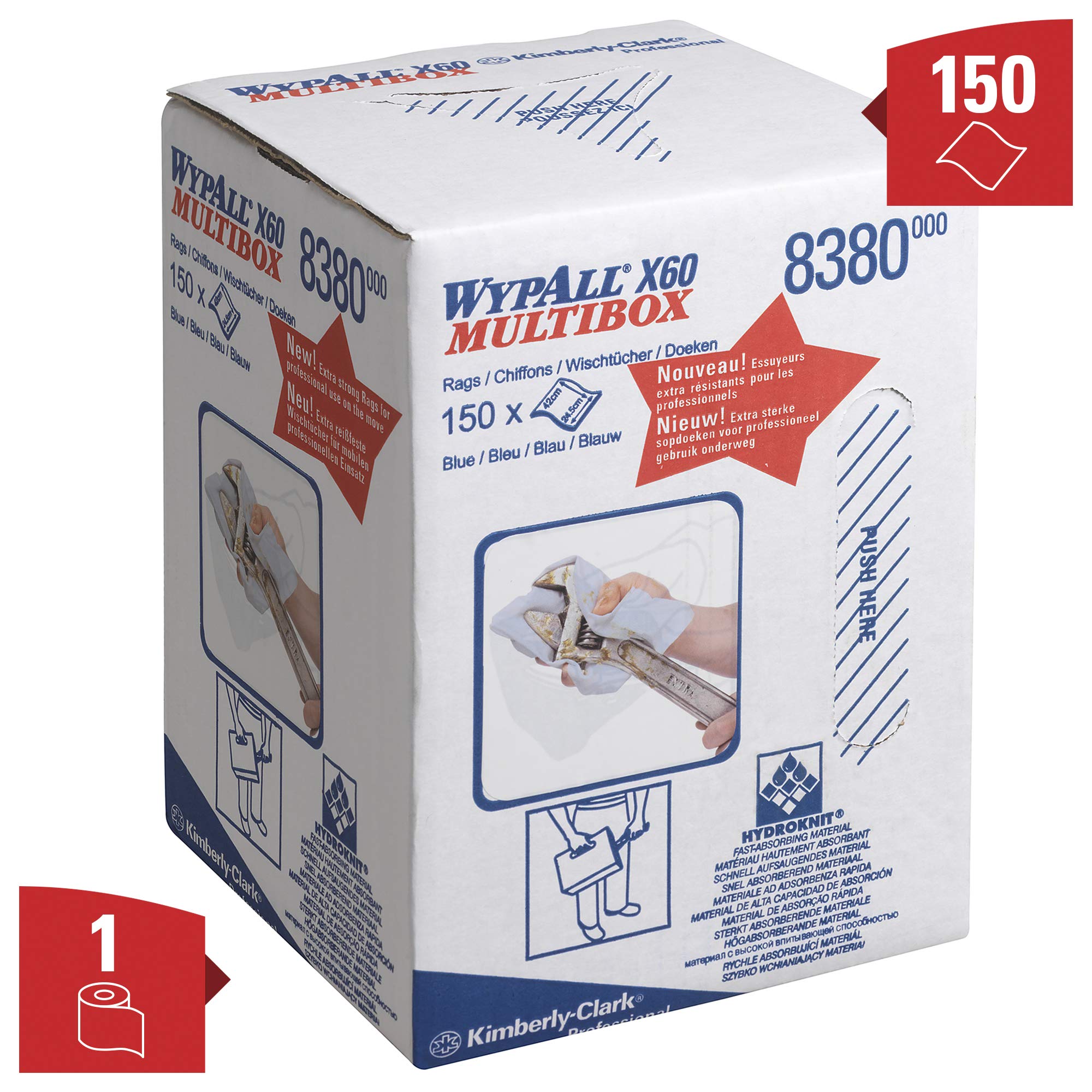 wypall-x60-general-clean-8380-reinigungstuchrolle-150-blaue-t-cher-1-lagig image 2