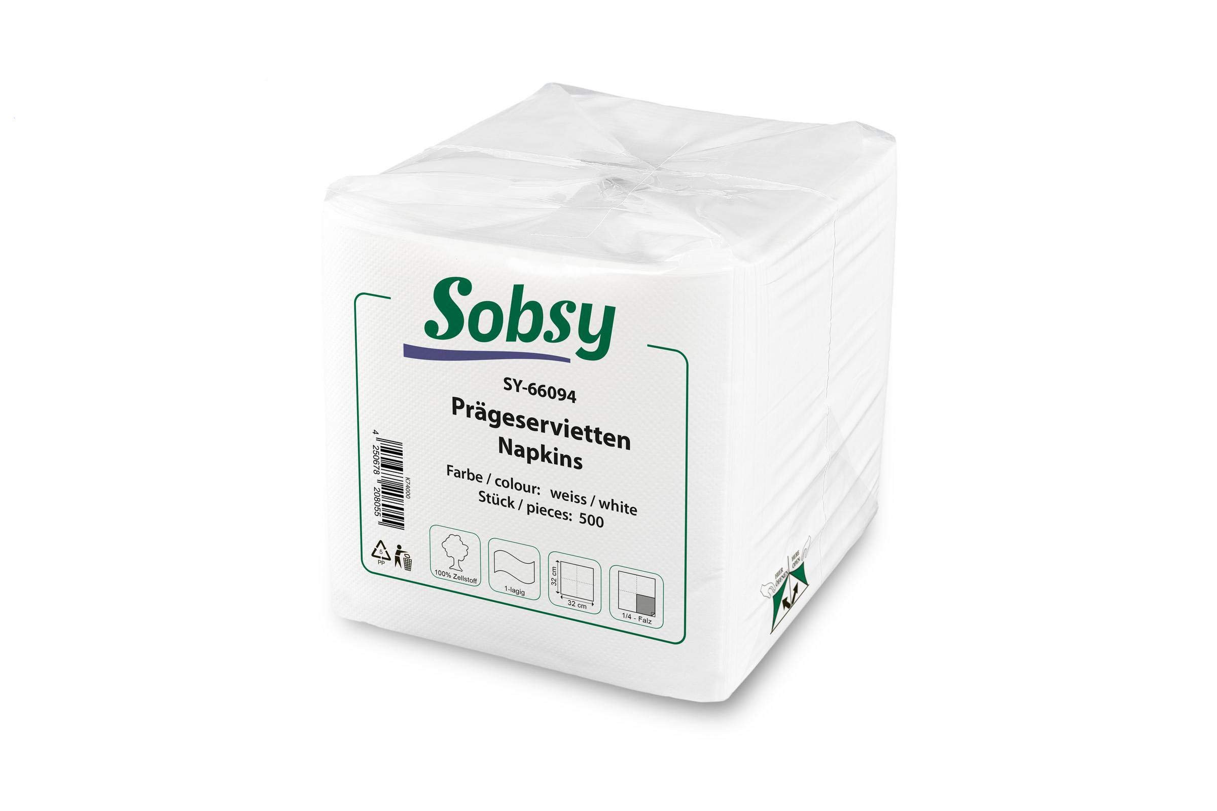 sobsy-servietten-32-x-32-cm-wei-1-lagig-1-4-falz-500-st-ck image 1