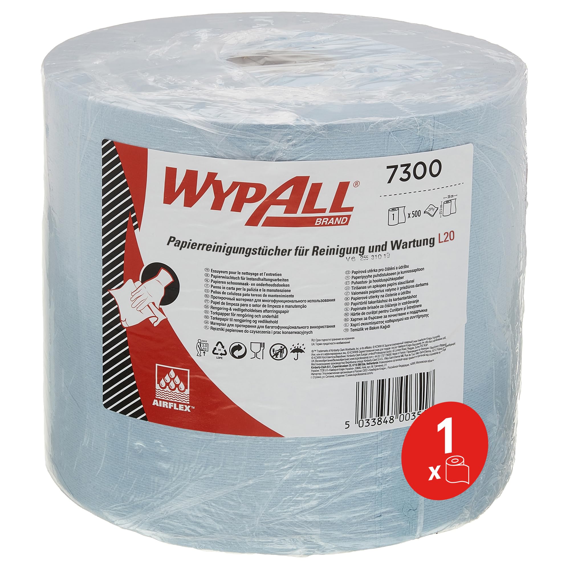 wypall-l20-reinigungst-cher-7300-blau-jumborolle-500-t-cher-2-lagig image 1